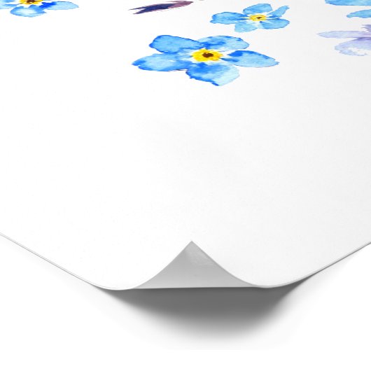 blauw vergeet me geen waterverf schilderen poster (Hoek)