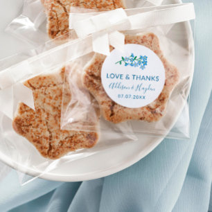 Blauw vergeet me geen weddenschap en Bedankt Ronde Sticker