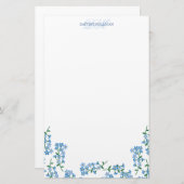 Blauw vergeet me knopen - voeg naammonogram toe briefpapier (Voorkant / Achterkant)