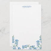 Blauw vergeet me knopen - voeg naammonogram toe briefpapier (Voorkant / Achterkant)