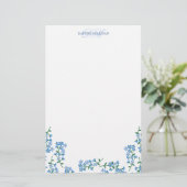 Blauw vergeet me knopen - voeg naammonogram toe briefpapier (Staand voorkant)