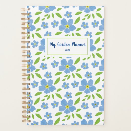 Blauw vergeet-me-Knot Floral Persoonlijke Tuin Planner (Voorkant)