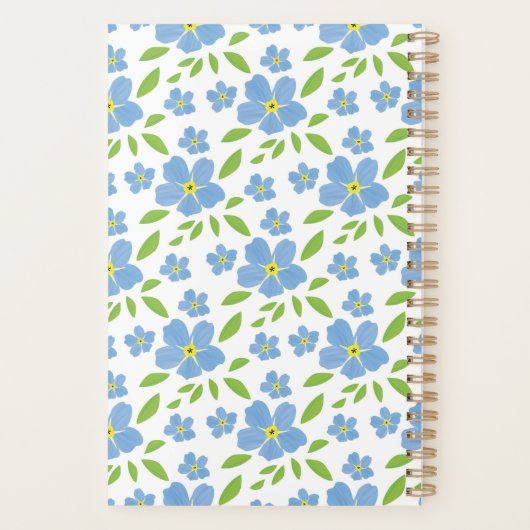 Blauw vergeet-me-Knot Floral Persoonlijke Tuin Planner (Achterkant)