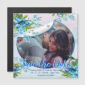 Blauw vergeet-me-niet Bloem sparen de datums aanko Magnetische Uitnodiging (Voorkant / Achterkant)