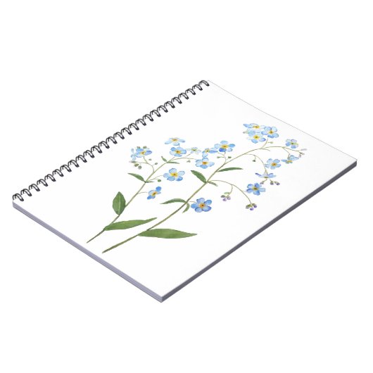 blauw vergeet me niet bloemen 2021 waterverf notitieboek (Linkerzijde)