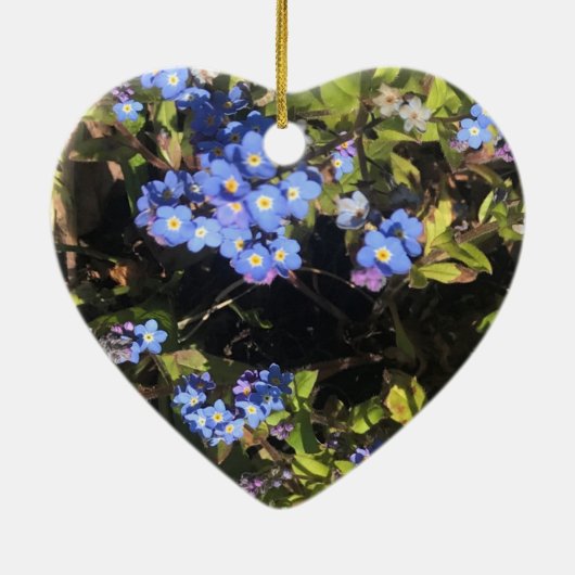 Blauw vergeet-me-niet-bloemen Jubileum van het Bou Keramisch Ornament (Achterkant)