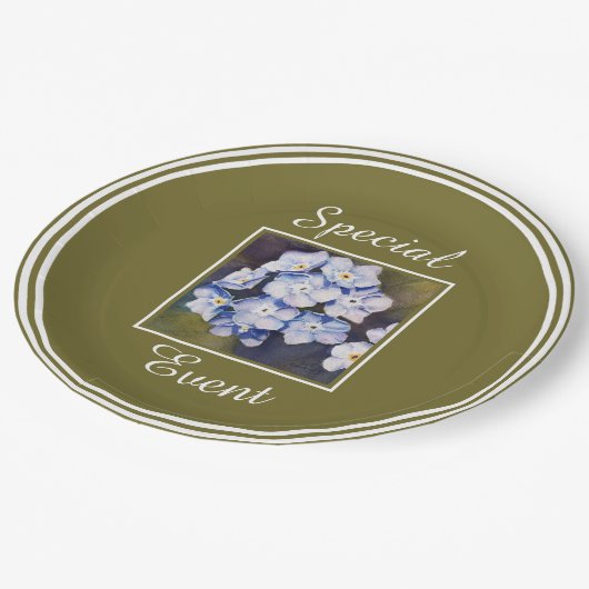Blauw vergeet-me-niet bloemen papieren bordje (Gekanteld)