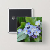 Blauw vergeet me niet bloemen vierkante button 5,1 cm (Voorkant /achterkant)