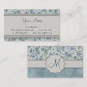 Blauw vergeet-me-niet Floral en Marmer met Monogra Visitekaartje (Voorkant / Achterkant)