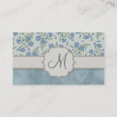 Blauw vergeet-me-niet Floral en Marmer met Monogra Visitekaartje (Achterkant)