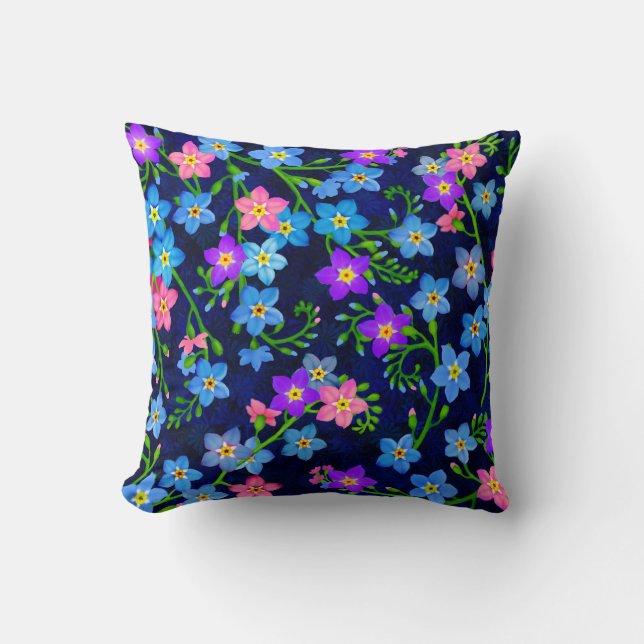 Blauw vergeet me niet Garden Flowers Pillow Kussen (Voorkant)
