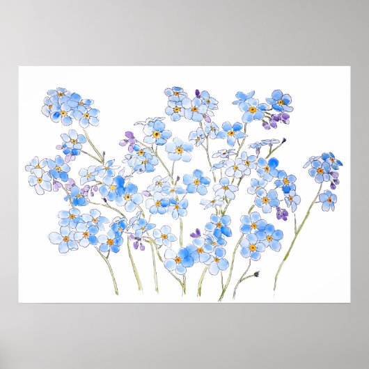 blauw vergeet me niet inkt en waterverf 2023 poster (Voorkant)