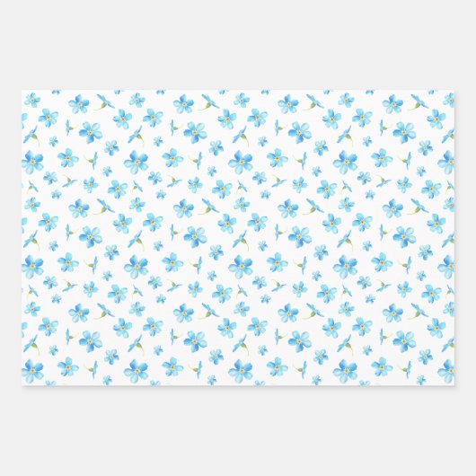 Blauw Vergeet me niet naadloos patroon Inpakpapier Vel (Voorkant 3)