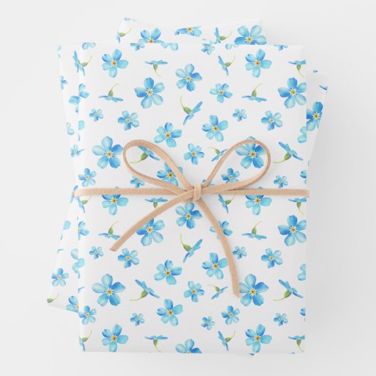 Blauw Vergeet me niet naadloos patroon Inpakpapier Vel (In situ)