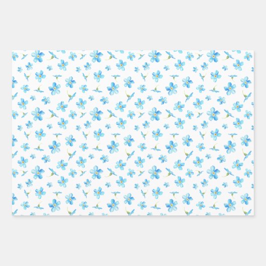 Blauw Vergeet me niet naadloos patroon Inpakpapier Vel (Voorkant)