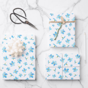 Blauw Vergeet me niet naadloos patroon Inpakpapier Vel