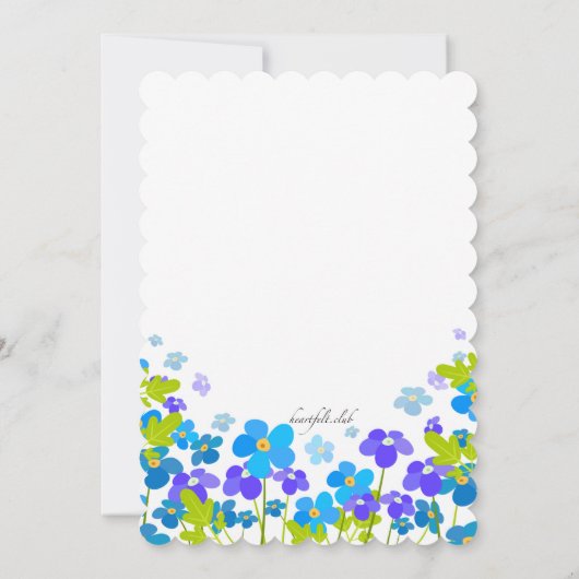 Blauw vergeet me niet om de dag te vieren kaart (Achterkant)