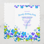 Blauw vergeet me niet om de dag te vieren kaart (Voorkant / Achterkant)