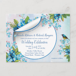 Blauw vergeet-me-niet Vloeiende bruiloft Briefkaart