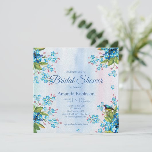 Blauw vergeet-me-niet Vrijgezellenfeest Kaart (Staand voorkant)