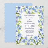 blauw Vergeet me niet Waterverf bruiloft Kaart (Voorkant / Achterkant)