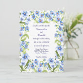 blauw Vergeet me niet Waterverf bruiloft Kaart (Staand voorkant)