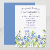 blauw Vergeet me niet Waterverf bruiloft Kaart (Voorkant / Achterkant)