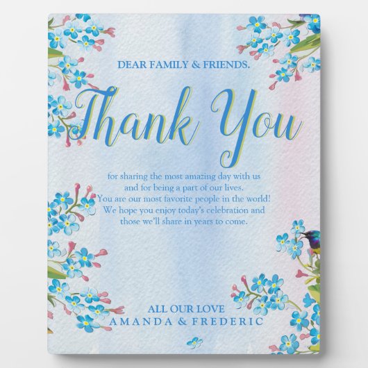 Blauw vergeet-me-nots bedankt fotoplaat (Voorkant)