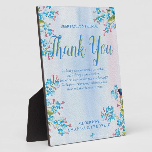 Blauw vergeet-me-nots bedankt fotoplaat (Zijkant)