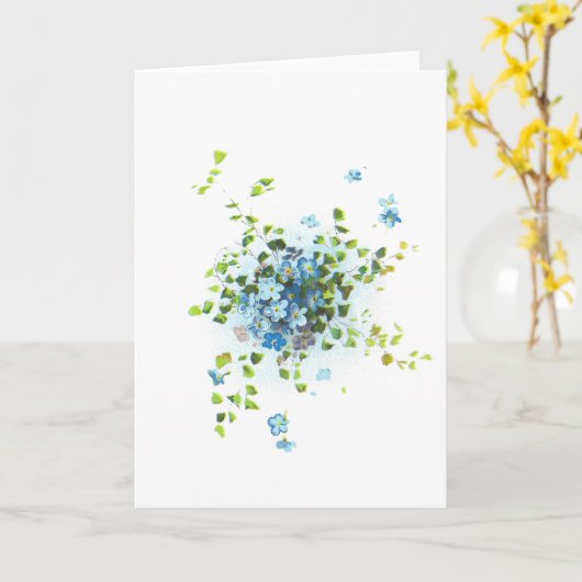 Blauw  Vergeet-Me-Nots Kaart (Gele Bloem)