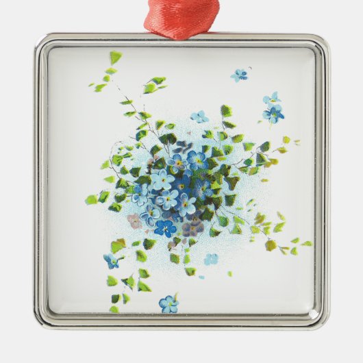 Blauw Vergeet-Me-Nots Metalen Ornament (Voorkant)