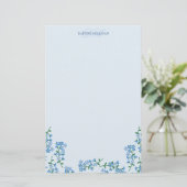 Blauw vergeet me Nots Naam Monogram toevoegen Briefpapier (Staand voorkant)