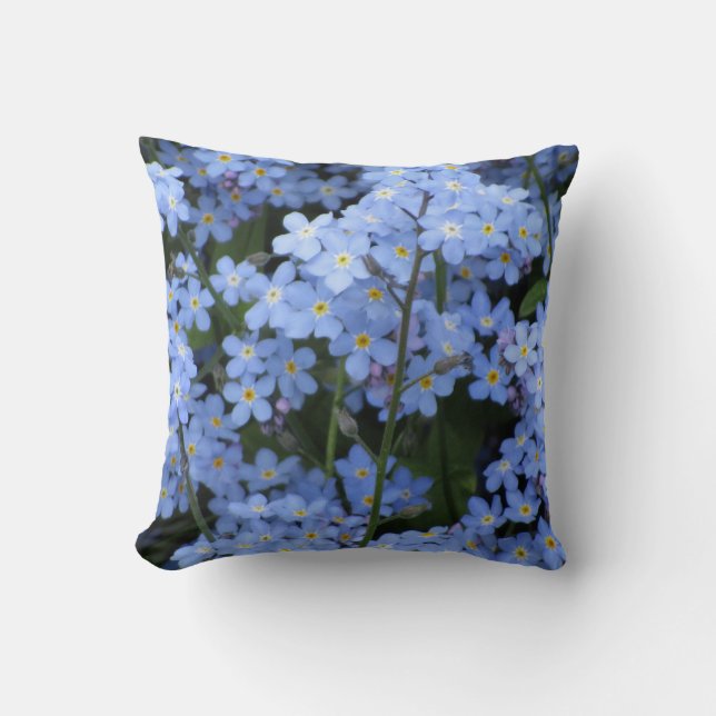 Blauw vergeet-me-Nots Pillow Kussen (Voorkant)