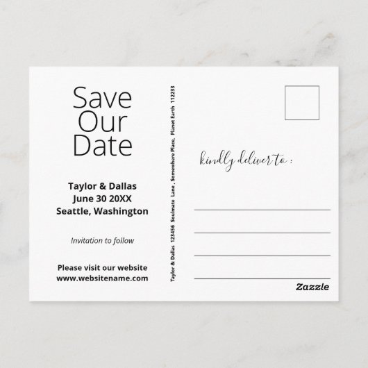 Blauw vergeet me Nots sparen de Datum Briefkaart (Achterkant)