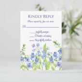 Blauw Vergeet mij niet Waterverf bruiloft RSVP-kaa Kaart (Staand voorkant)