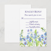 Blauw Vergeet mij niet Waterverf bruiloft RSVP-kaa Kaart (Voorkant / Achterkant)