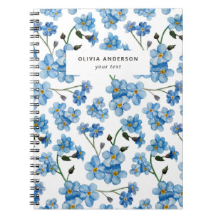 Blauw vergeet-mij-nietje bloemmotief Botanische Notitieboek