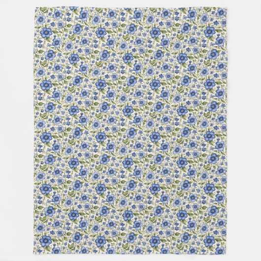 Blauw vergeet-mij-nietjes bloemenvlies fleece deken (Voorkant)