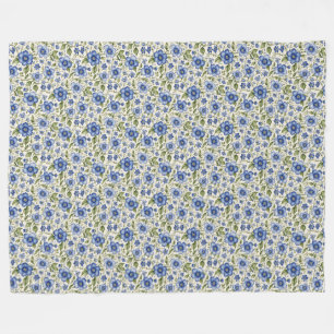 Blauw vergeet-mij-nietjes bloemenvlies fleece deken