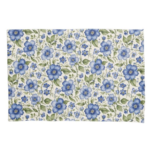 Blauw vergeet-mij-nietjes bloemenvlies kussensloop (Voorkant)