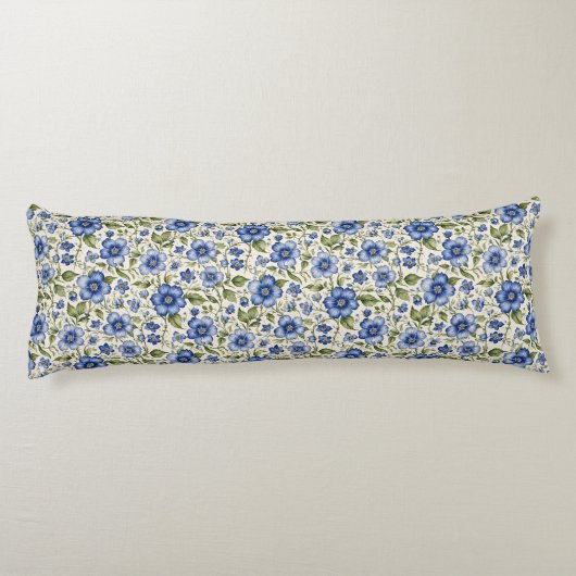 Blauw vergeet-mij-nietjes bloemenvlies lichaamskussen (Achterkant)