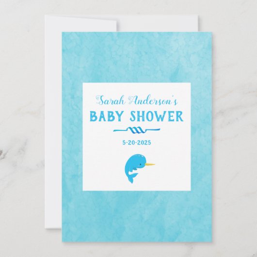 Blauw verhaal over en onder Baby shower Kaart (Achterkant)