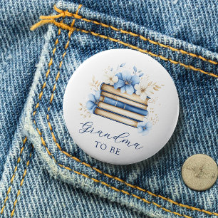 Blauw Verhalenboek Baby Shower Oma Wordt Knop Ronde Button 7,6 Cm