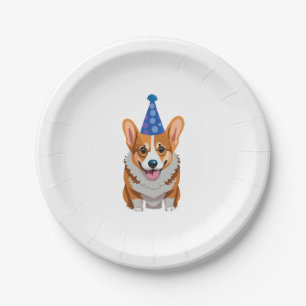 Blauw Verjaardag Corgi Classic T-shirt Papieren Bordje