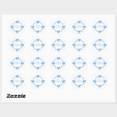 Blauw verjaardags bedankstickertje ronde sticker (Vel)