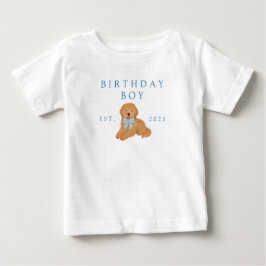Blauw Verjaardags Jongen Gouden Doodle Puppy Verja