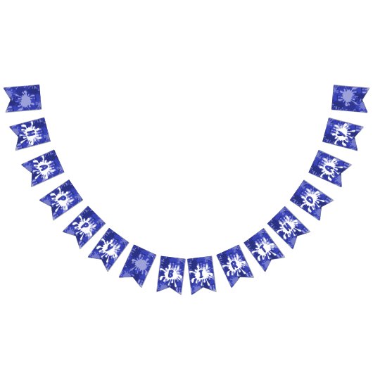 Blauw Verjaardags Schilderij Spatten Vlaggetjes (Alle)