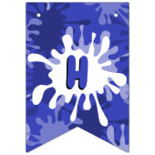 Blauw Verjaardags Schilderij Spatten Vlaggetjes (Tweede vlag)
