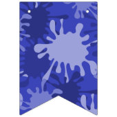 Blauw Verjaardags Schilderij Spatten Vlaggetjes (Eerste vlag)