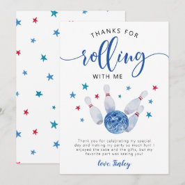 Blauw verjaardagsbedankje voor bowlen Bedankt voor